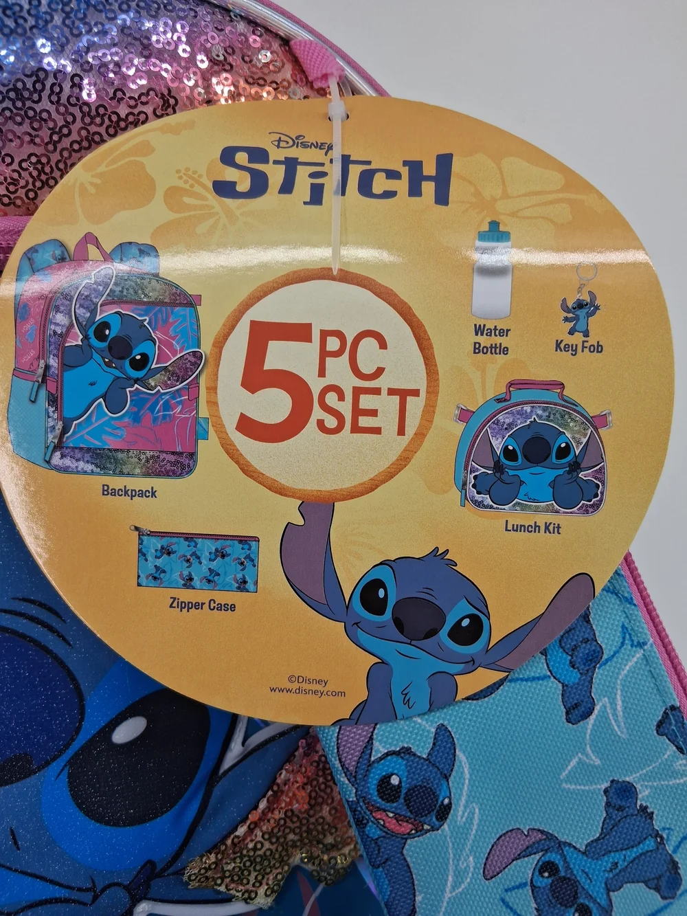 Disney Stitch Kids Backpack Set - Blue, Pink & Multicolor Sequin